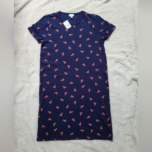 J.Crew 100% Cotton Size Small Lobster 🦞 Printed Tshirt Dress, New With Tags